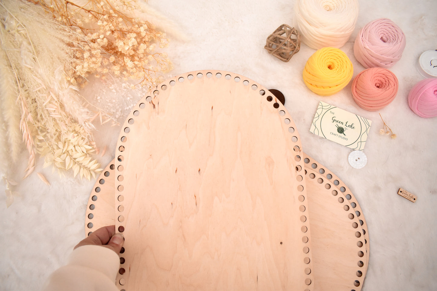 Large 40x25cm oval wooden base with 8mm holes for crochet, coiled or Macrame basket