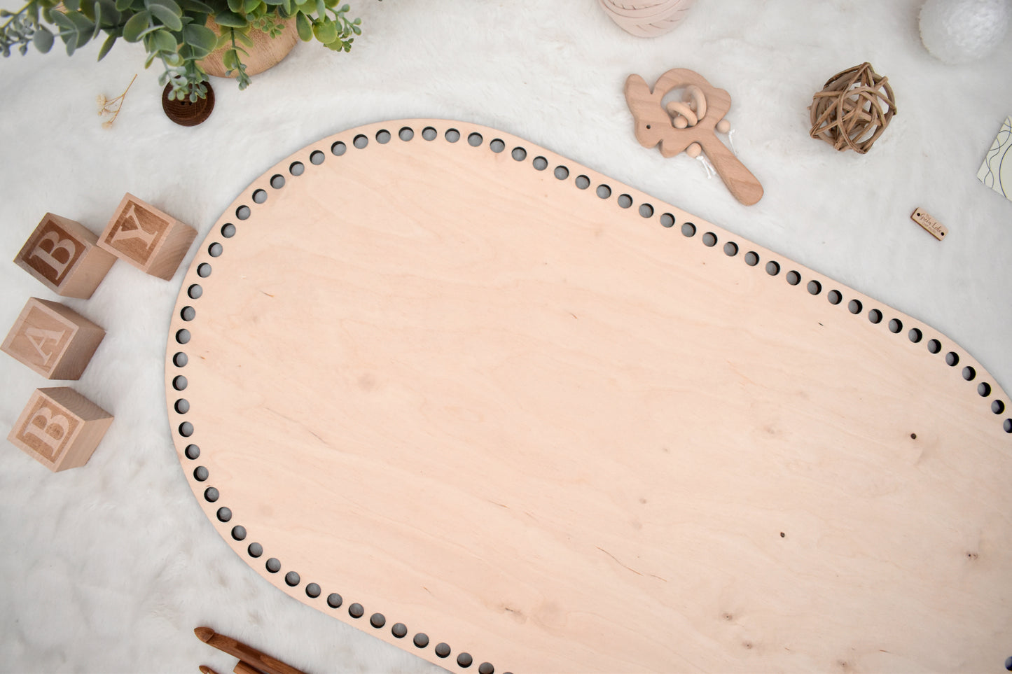 Baby cradle wooden basket bottom 65x35cm with 10mm hole size