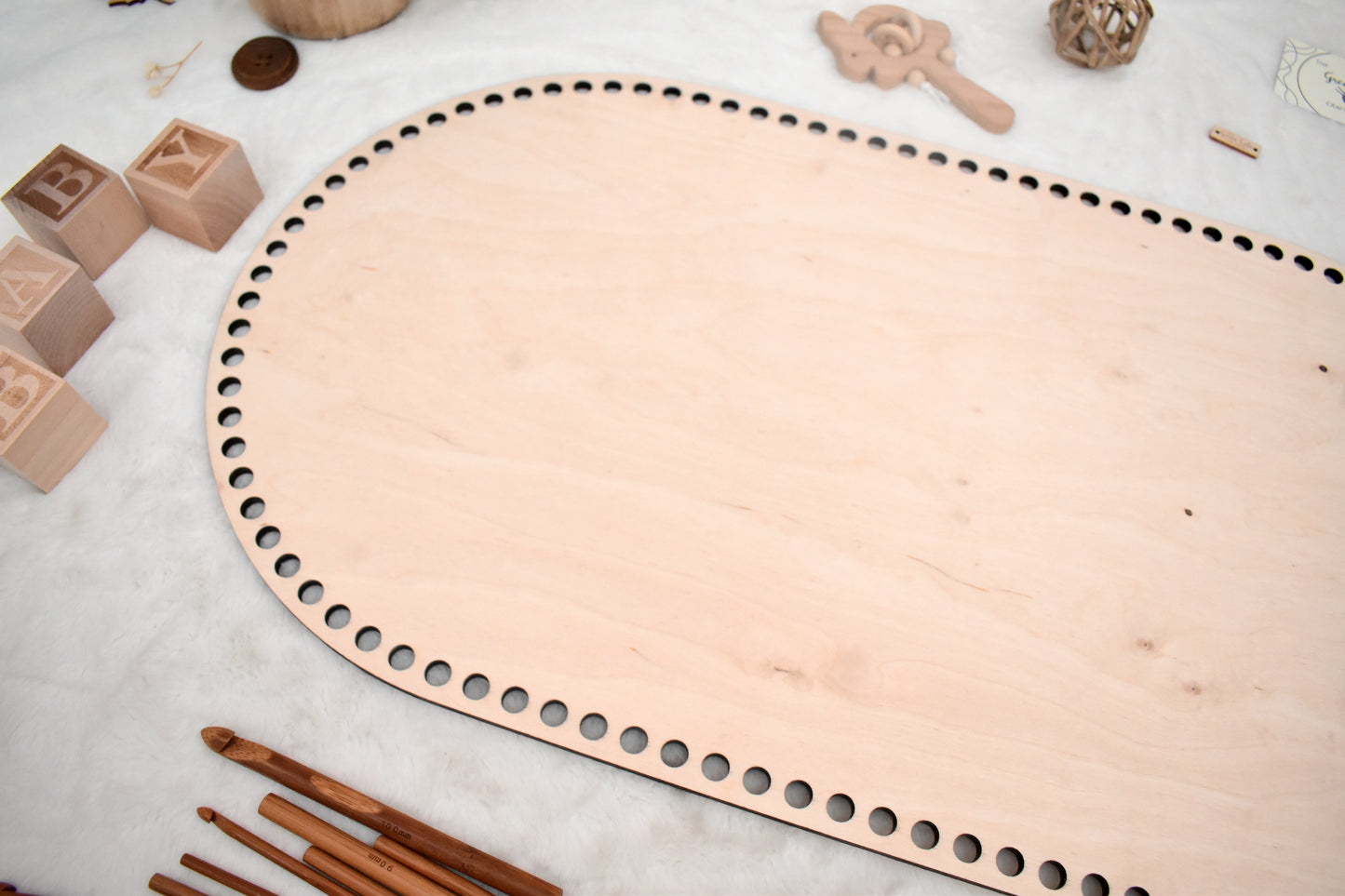 Baby cradle wooden basket bottom 65x35cm with 10mm hole size