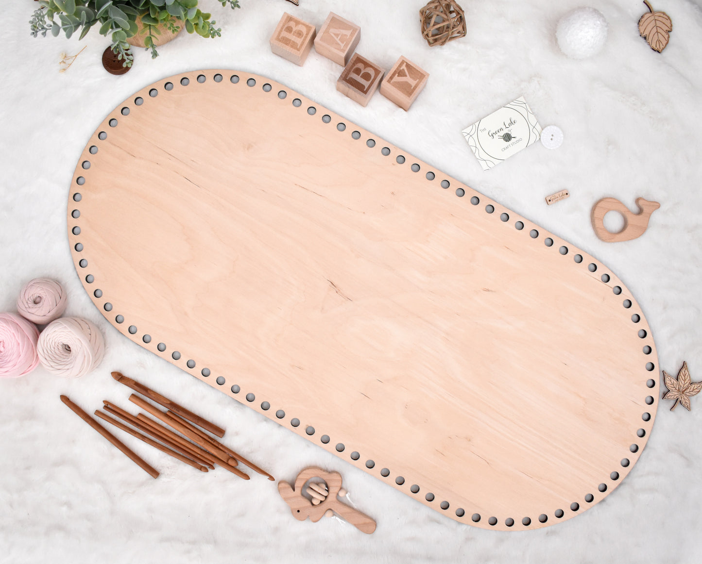 Baby cradle wooden basket bottom 75x35cm with 10mm hole size and 10mm spacing compatible with 9mm cord