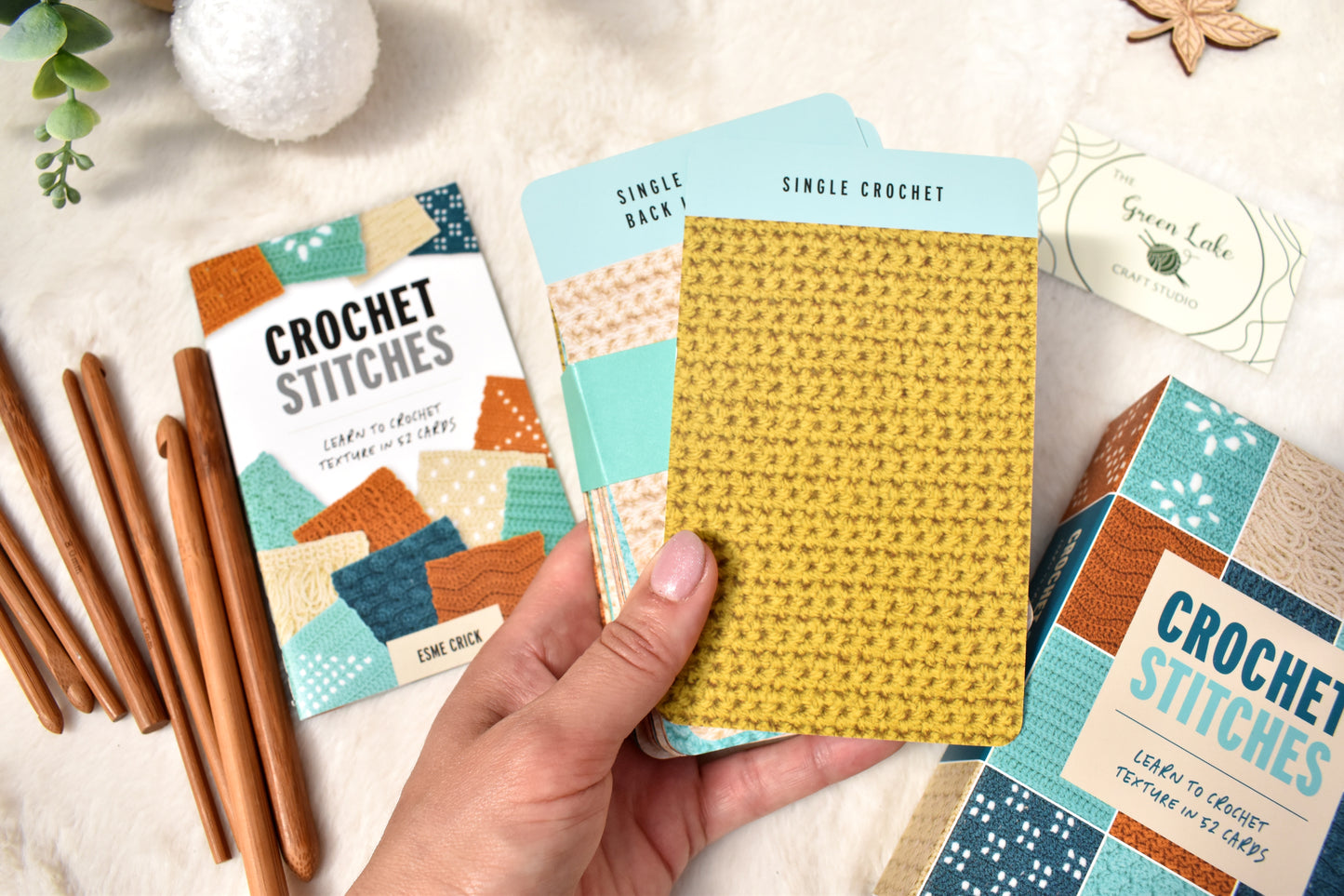 Crochet stitches card deck US terms
