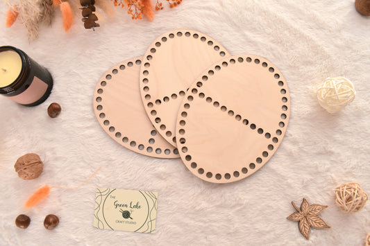 Oval wooden base 20cm for crochet basket with 2 compartments