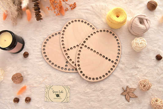 Oval wooden base 20cm for crochet basket with 2 compartments