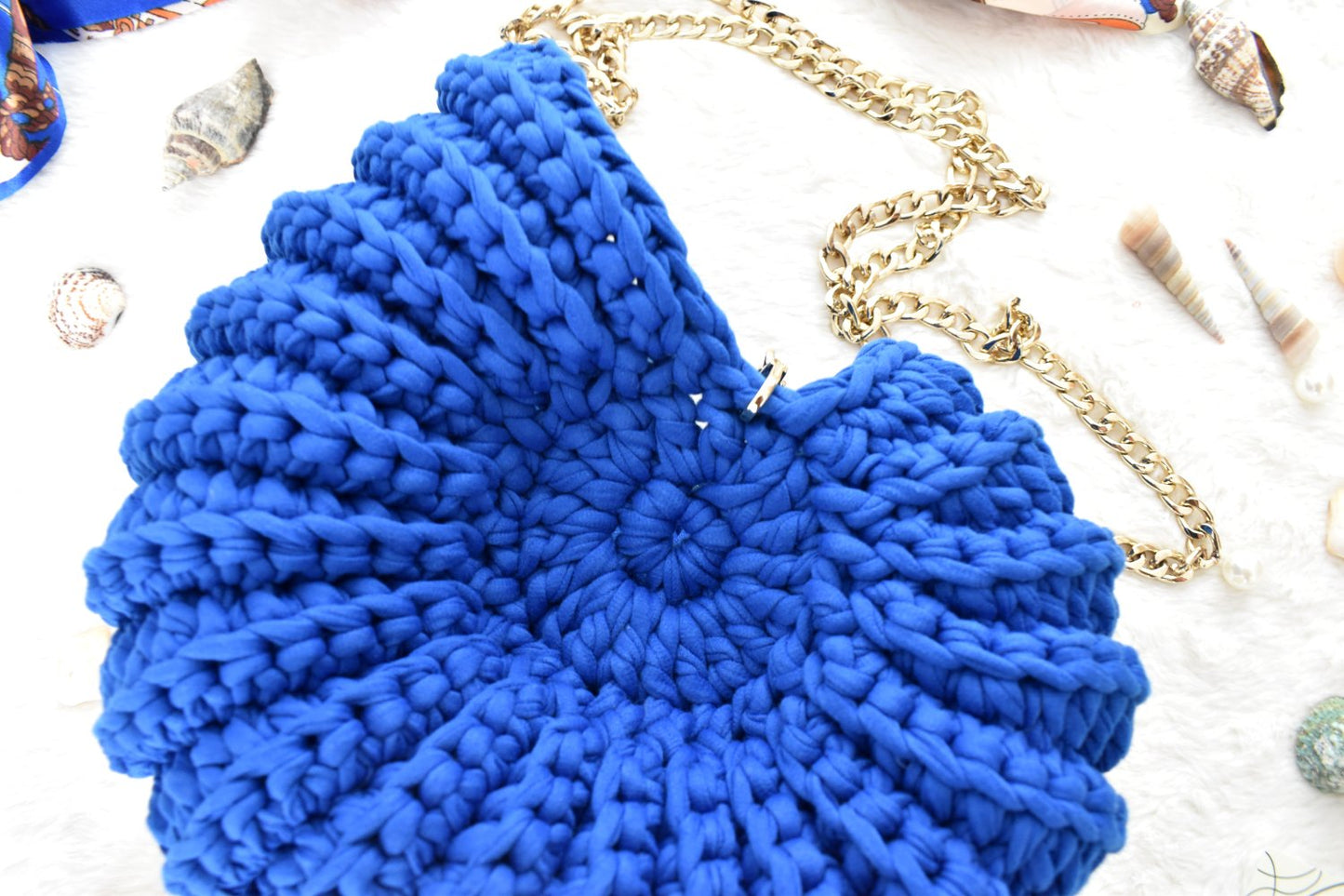Crochet Ammonite Bag with chain handle