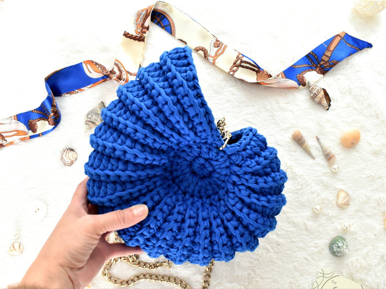 Crochet Ammonite Bag with chain handle