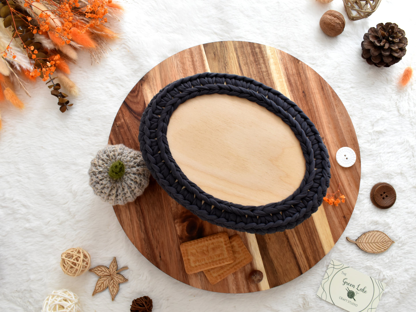 Crochet Storage Basket with 2 coasters: Autumn home decor