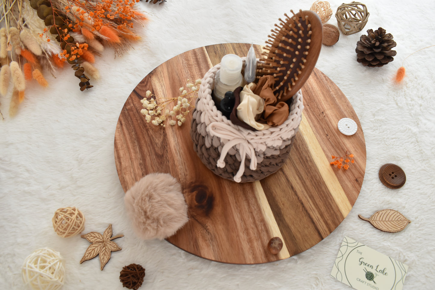 Crochet Storage Basket: Makeup brush, hair accessories holder