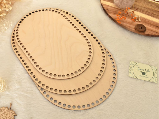 Oval Wooden Base with 8mm hole size for Crochet, Macrame or coiled baskets