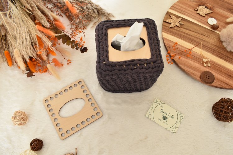 Square tissue box cover top to make crochet, coiled or Macrame basket