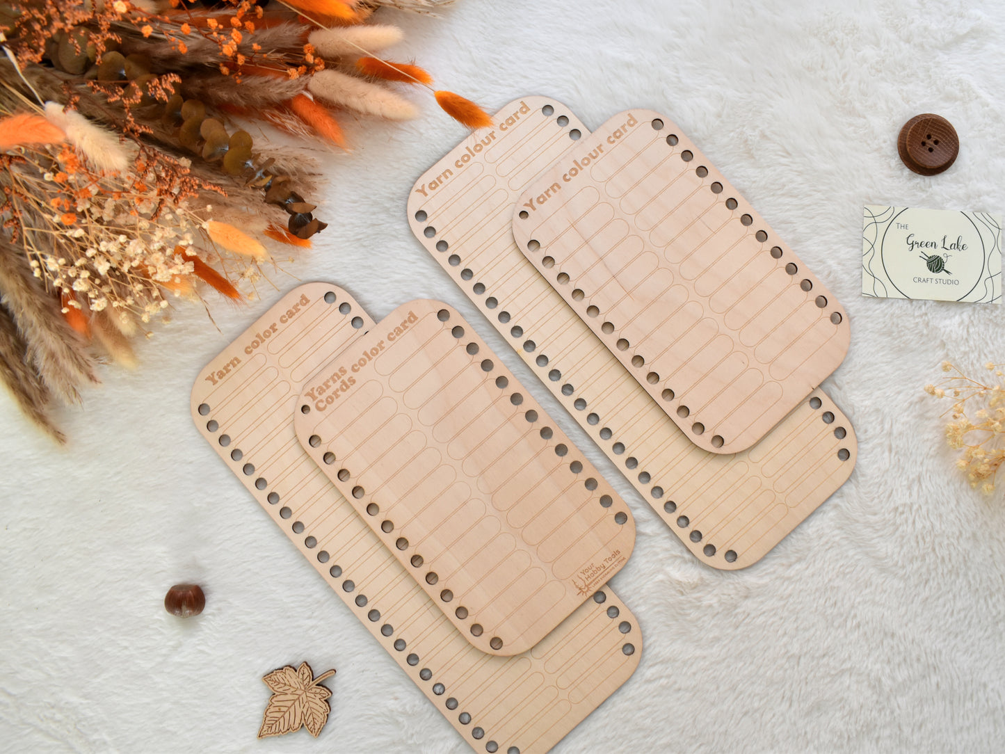 Wooden Yarns/Cords Color Card: 26-Hole Project Planner Reusable wooden yarn colour card with 4 options