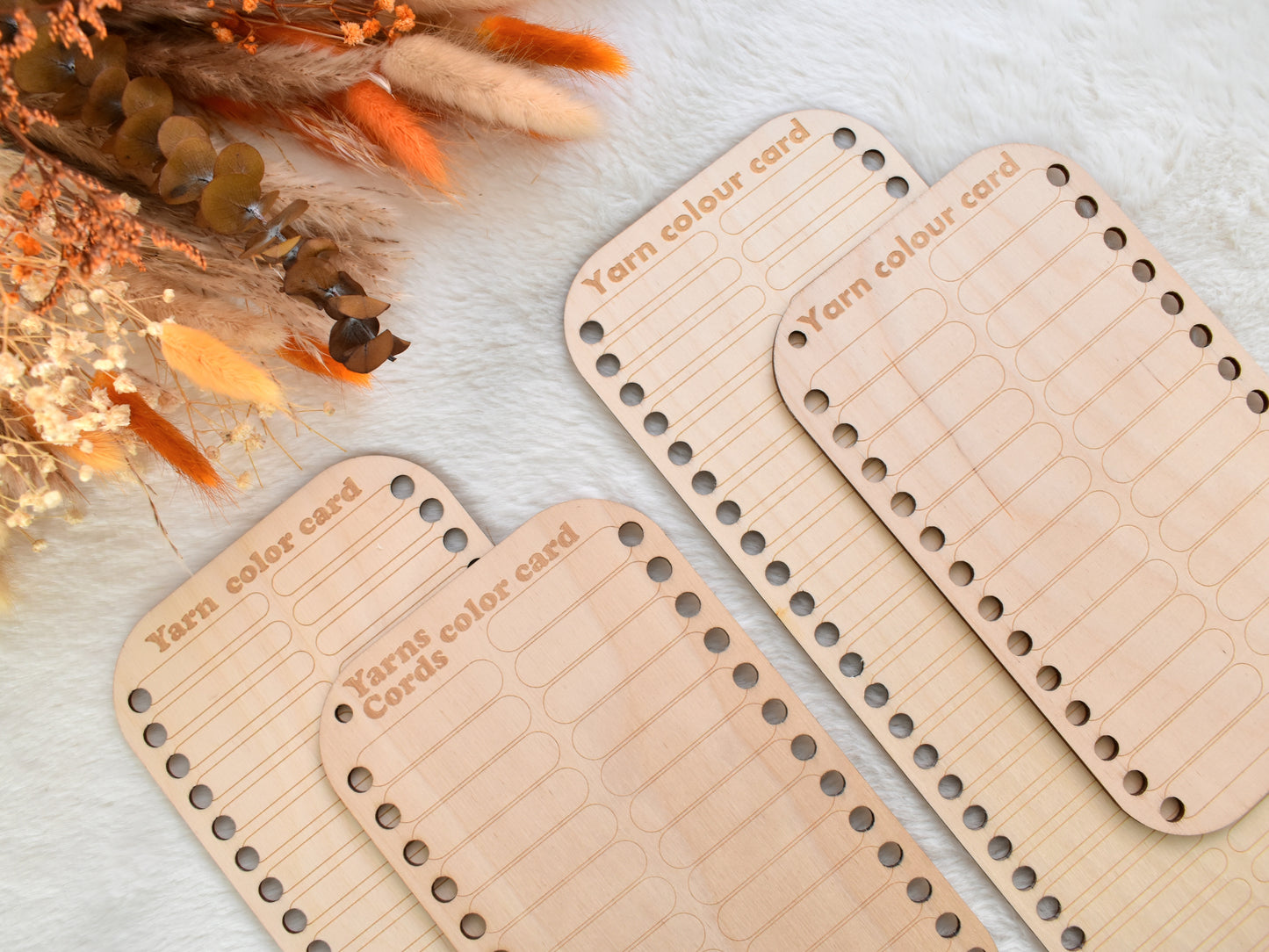 Wooden Yarns/Cords Color Card: 26-Hole Project Planner Reusable wooden yarn colour card with 4 options