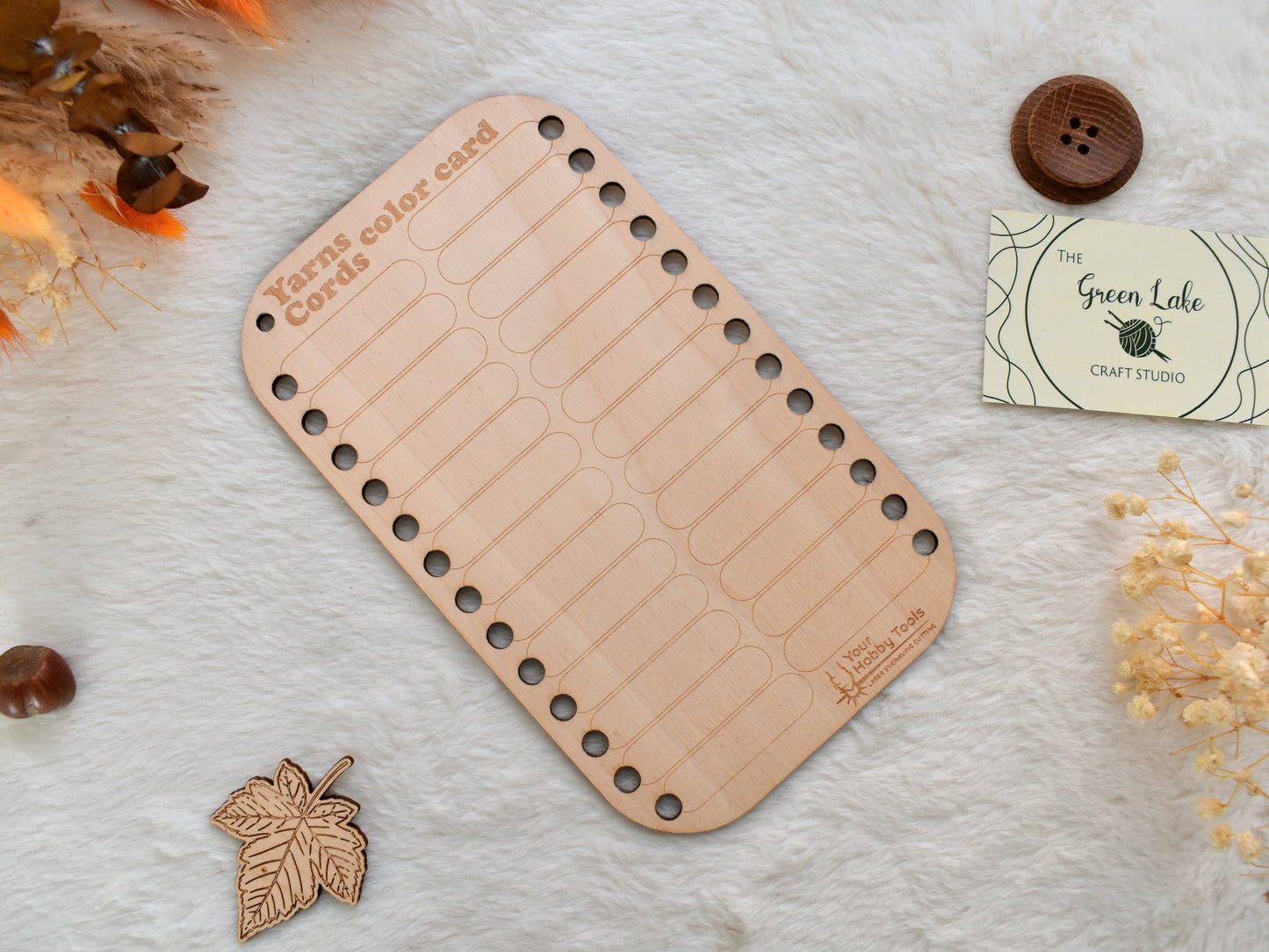 Wooden Yarns/Cords Color Card: 26-Hole Project Planner Reusable wooden yarn colour card with 4 options