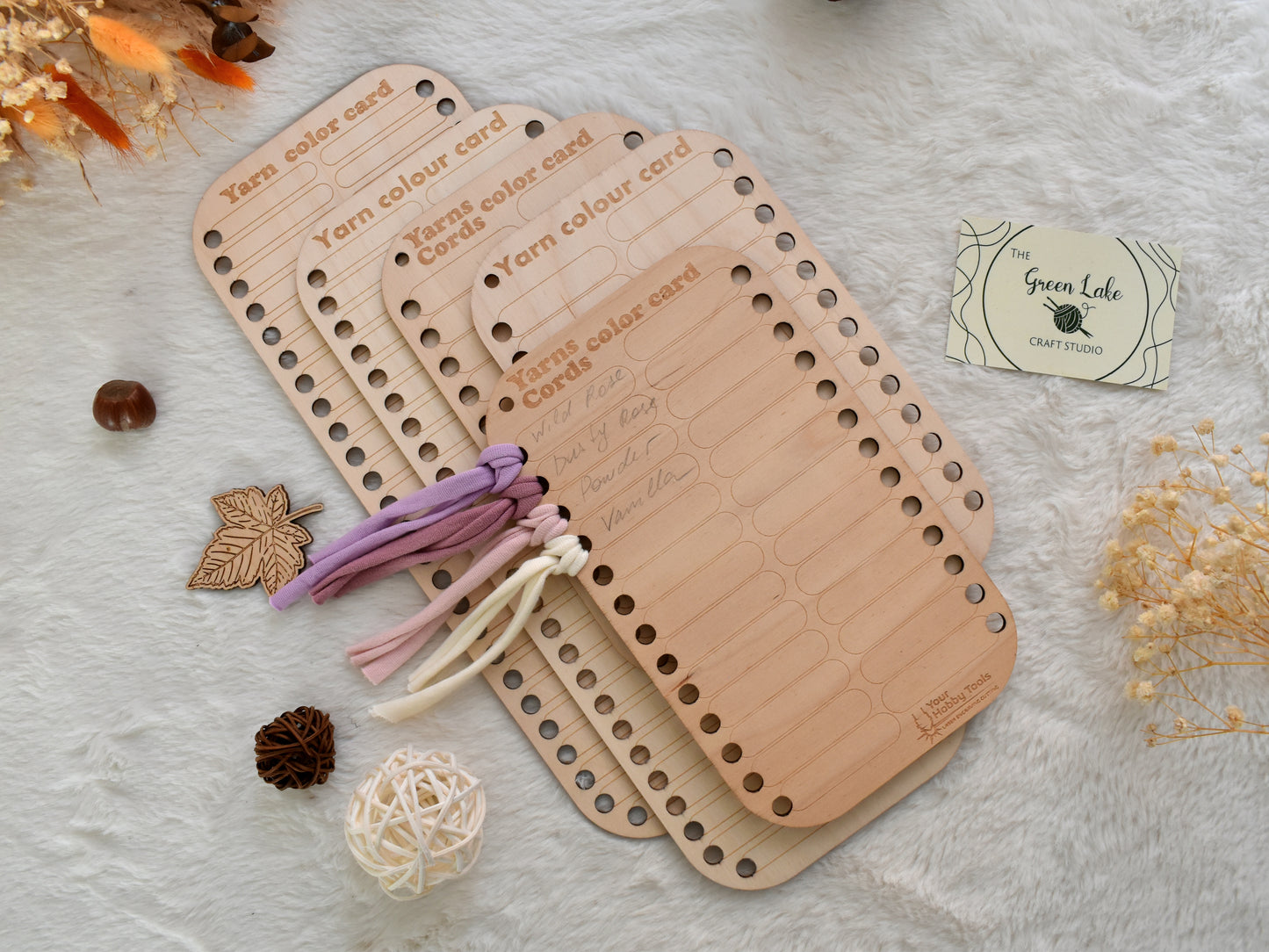 Wooden Yarns/Cords Color Card: 26-Hole Project Planner Reusable wooden yarn colour card with 4 options