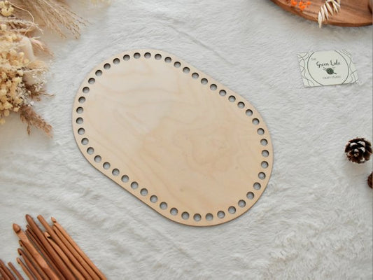 Oval Wooden Base with 10mm hole size for Crochet, Macrame or coiled baskets