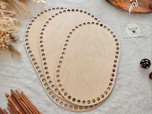 Oval Wooden Base with 10mm hole size for Crochet, Macrame or coiled baskets