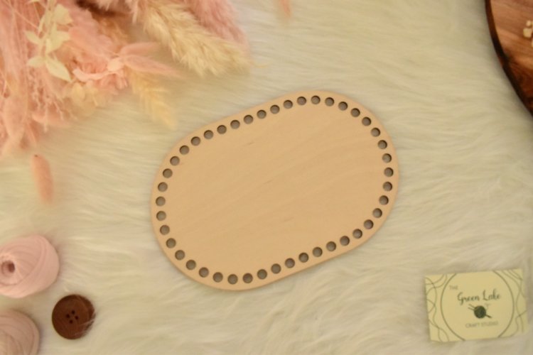 Wide oval wooden base for crochet baskets with 8mm hole size, macrame baskets, coiled baskets Suitable for Tshirt yarn or 5-7mm cord