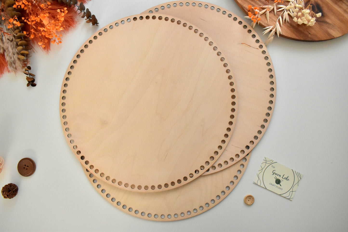 Circular wooden base 35 cm / 13.77 inch for crochet, coiled or Macrame basket