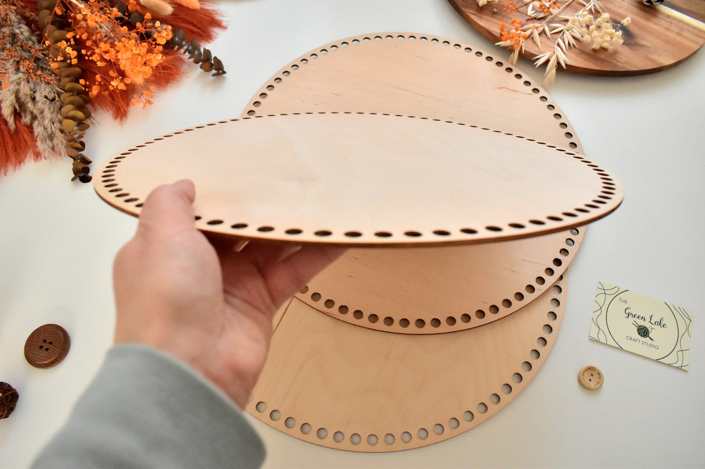 Circular wooden base 35 cm / 13.77 inch for crochet, coiled or Macrame basket