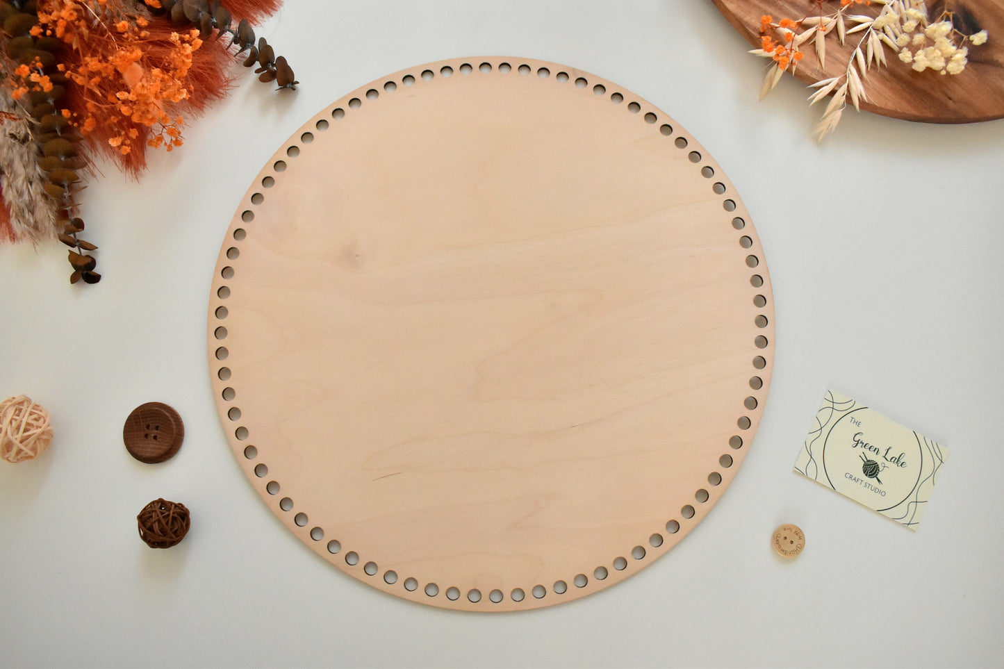 Circular wooden base 35 cm / 13.77 inch for crochet, coiled or Macrame basket