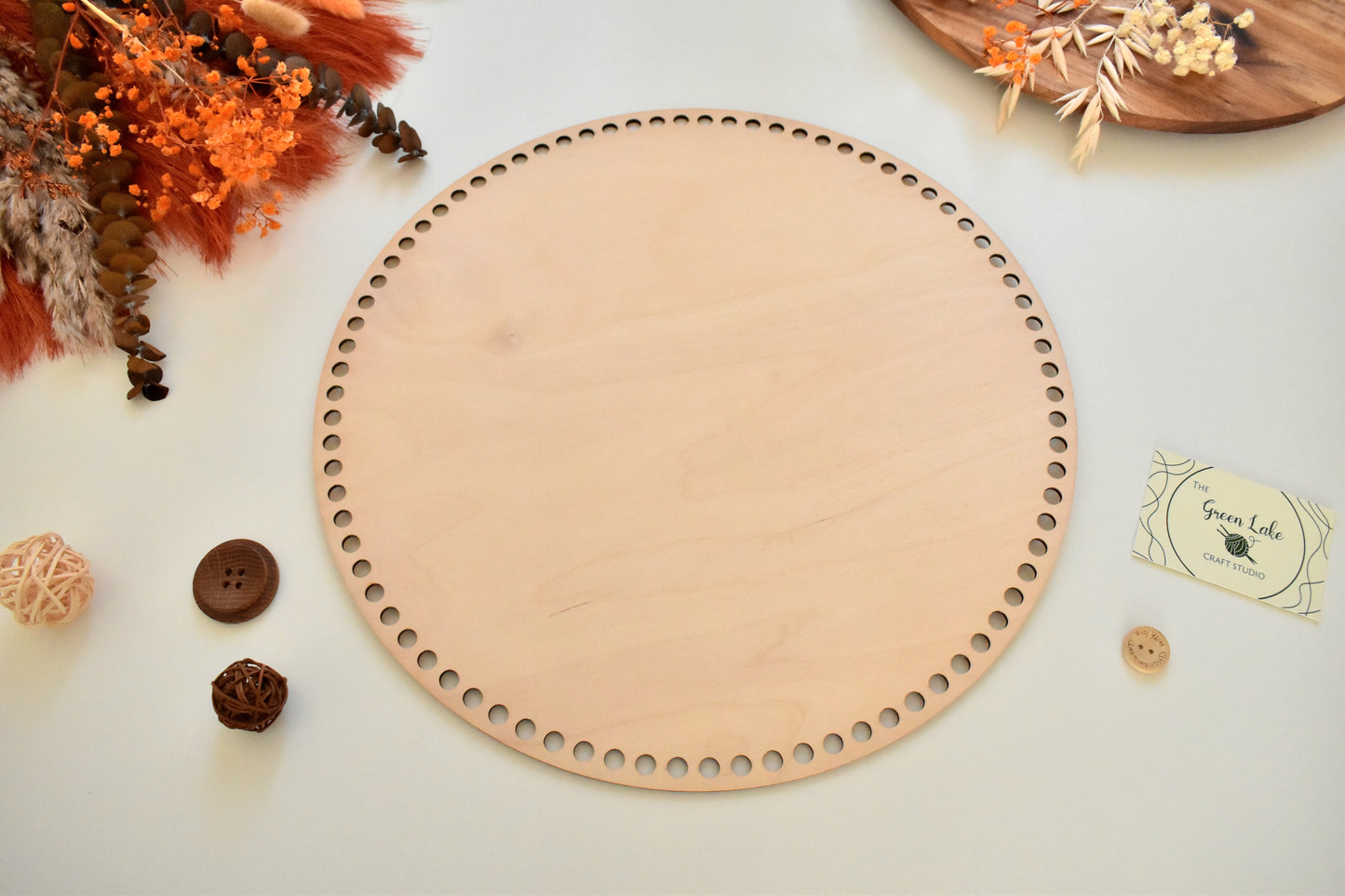Circular wooden base 35 cm / 13.77 inch for crochet, coiled or Macrame basket