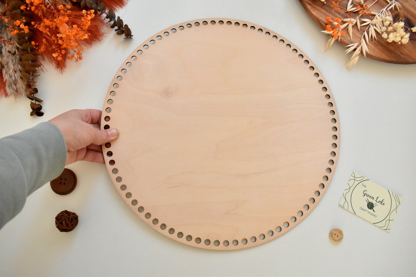 Circular wooden base 35 cm / 13.77 inch for crochet, coiled or Macrame basket