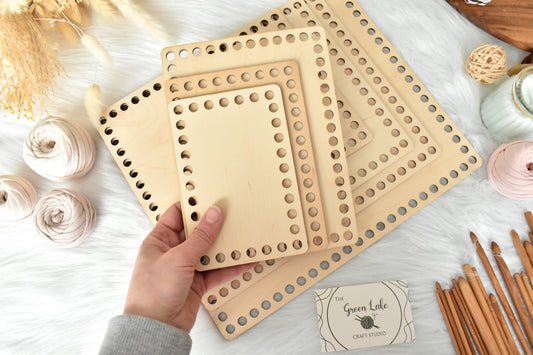 Wide rectangle wooden base with 8mm hole size Suitable for Tshirt yarn or 5-7mm cord