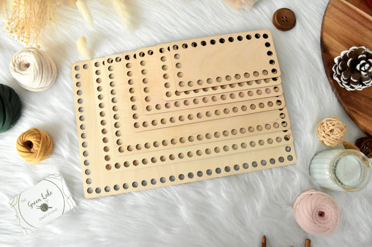 Middle rectangular wooden base with 8mm hole size for making baskets suitable for Tshirt yarn or 5mm cord