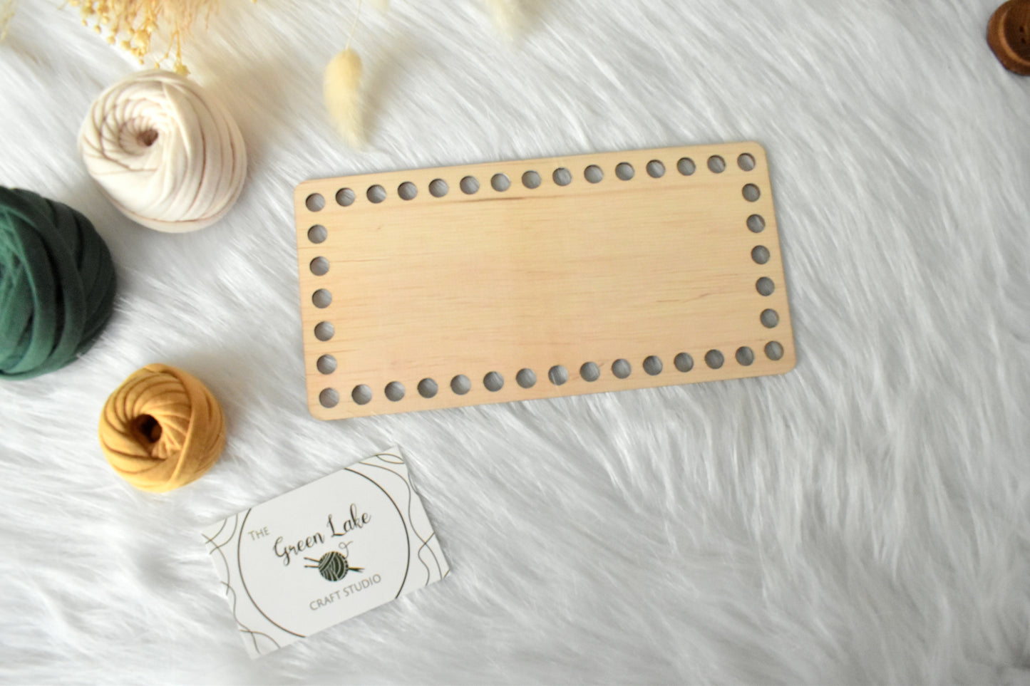 Middle rectangular wooden base with 8mm hole size for making baskets suitable for Tshirt yarn or 5mm cord