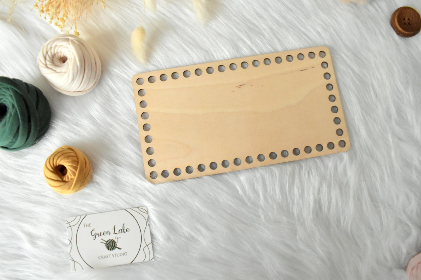 Middle rectangular wooden base with 8mm hole size for making baskets suitable for Tshirt yarn or 5mm cord
