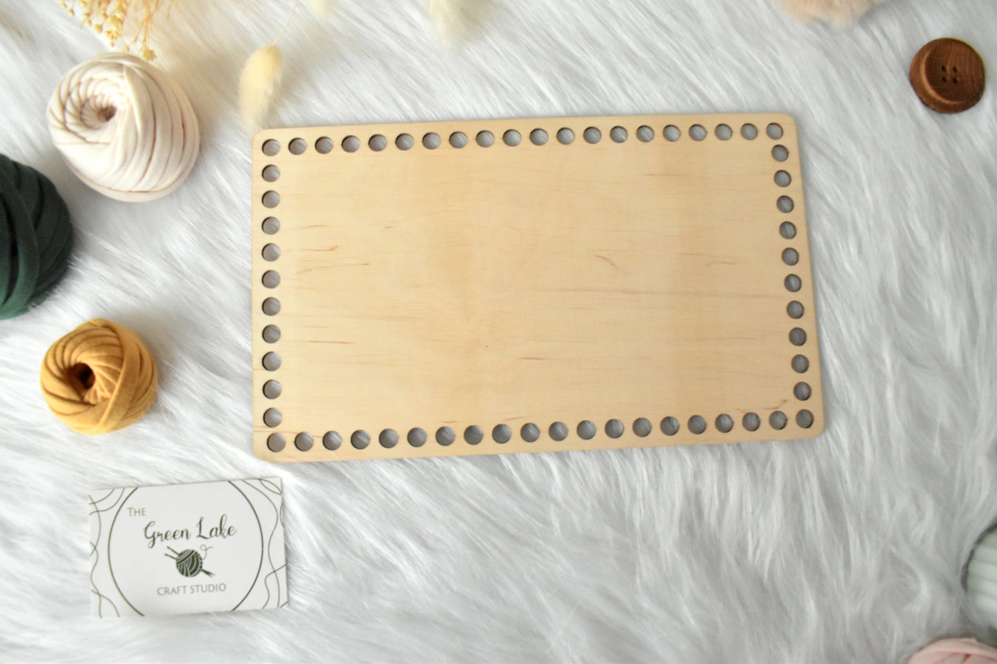 Middle rectangular wooden base with 8mm hole size for making baskets suitable for Tshirt yarn or 5mm cord