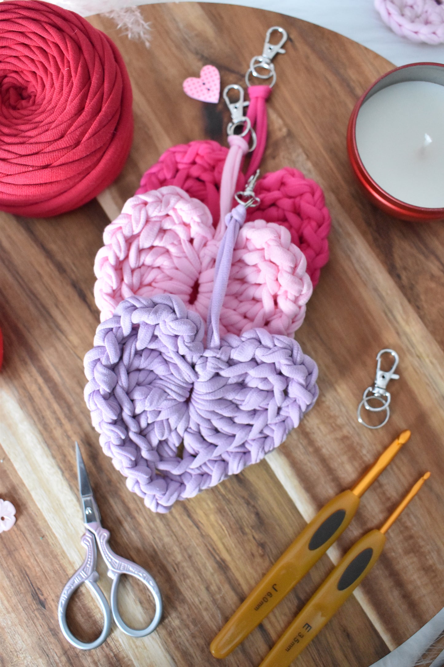 Heart keyring/bagcharm crochet pattern PDF
