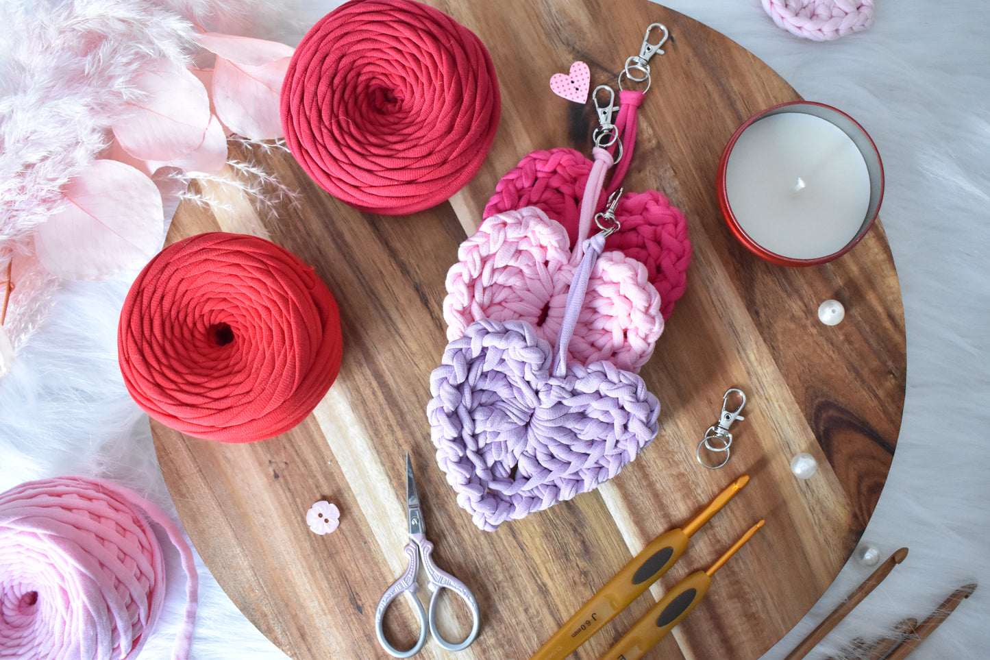 Heart keyring/bagcharm crochet pattern PDF