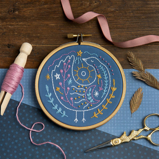 Celestial Bird mini embroidery kit