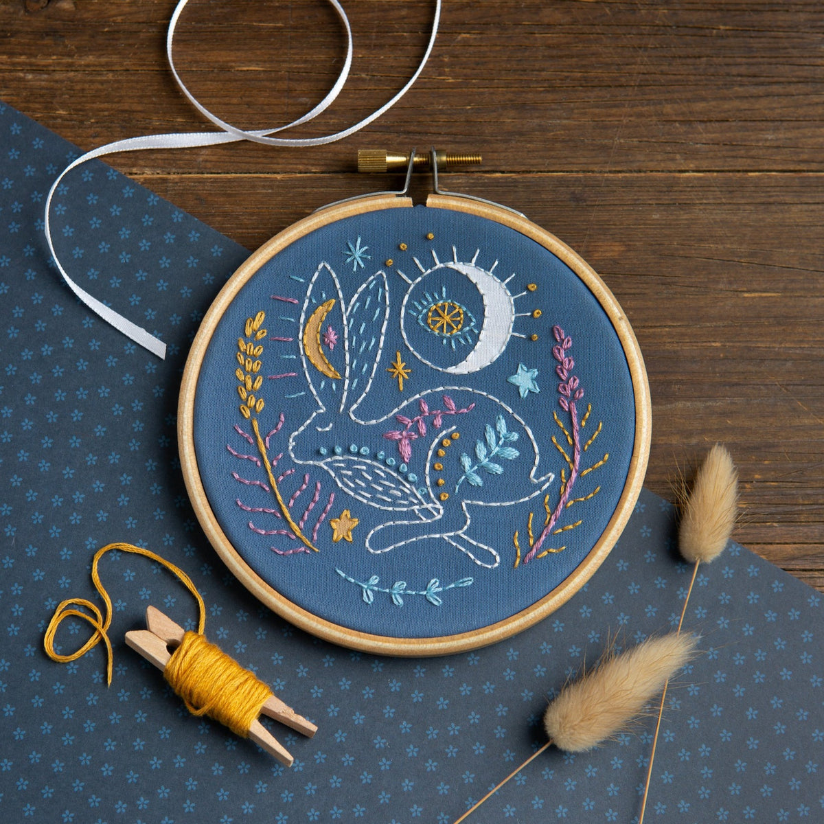 Celestial Hare mini embroidery kit