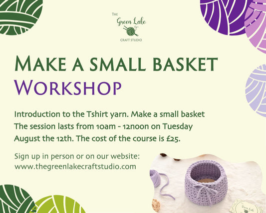 Introduction to the Tshirt yarn Make a small crochet basket Wednsday August 13th 10am-12noon