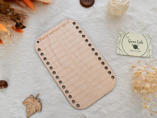 Wooden Yarn Colour Card: 26-Hole Project Planner Reusable wooden yarn colour card