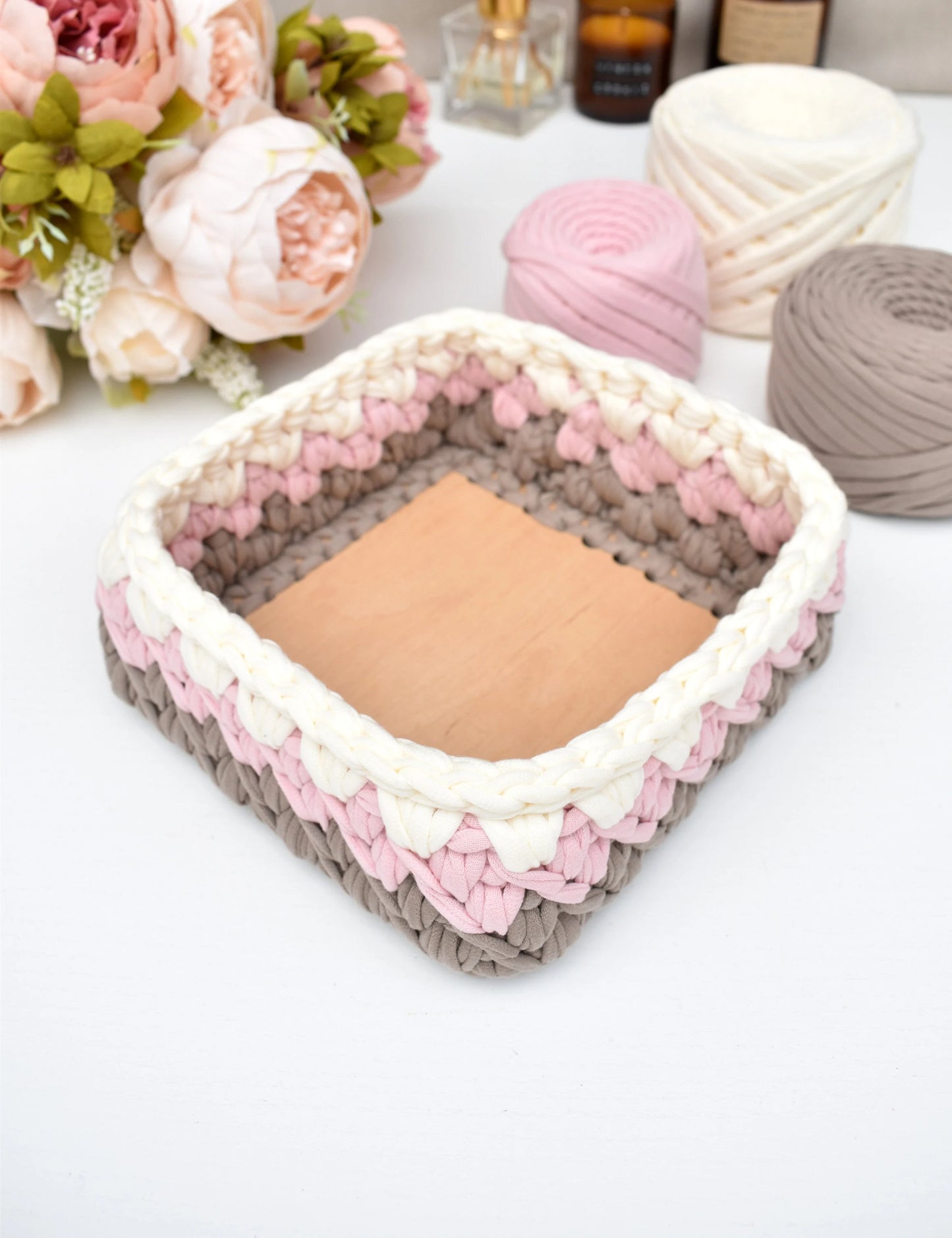 Handmade Square crochet basket