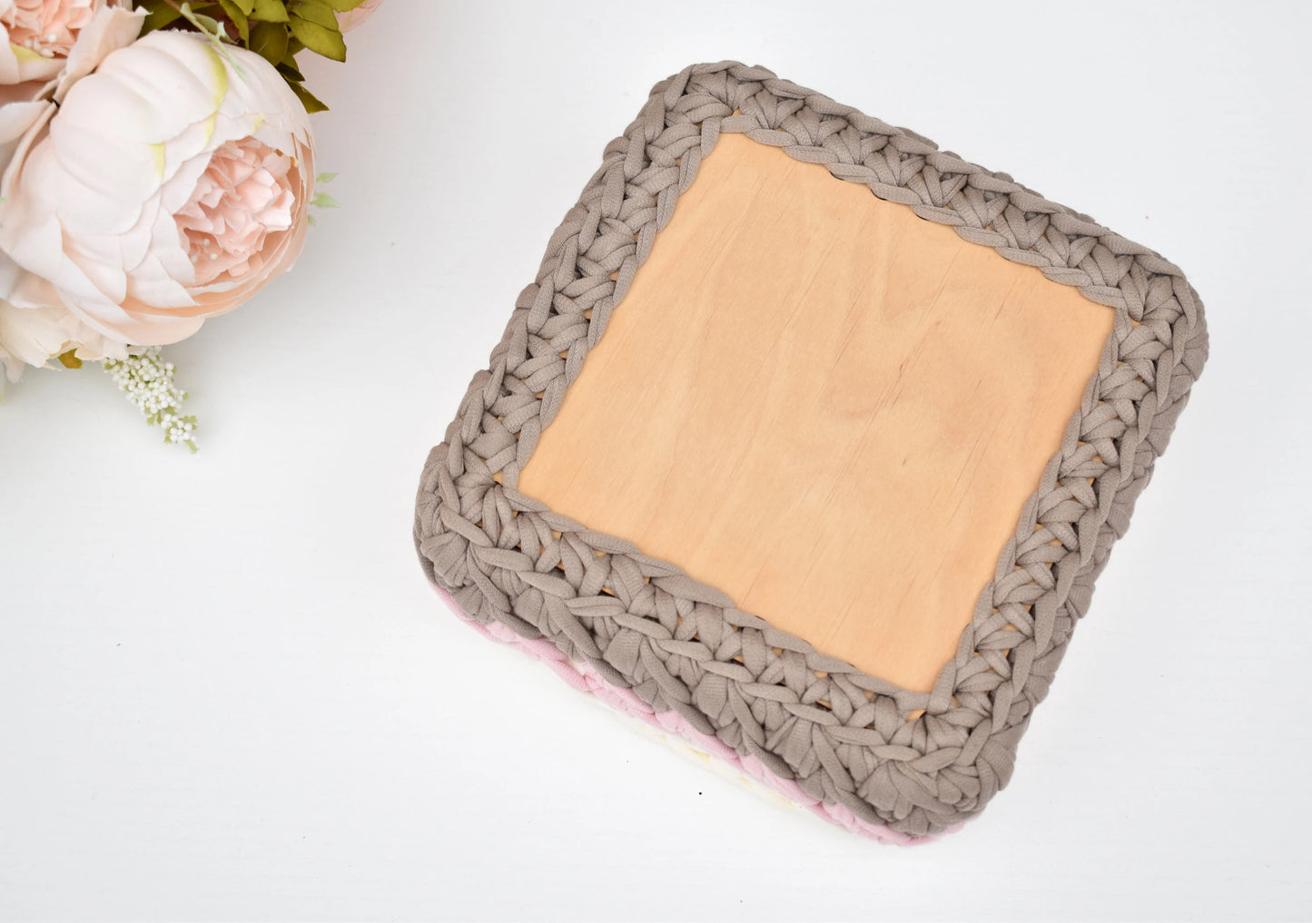Handmade Square crochet basket
