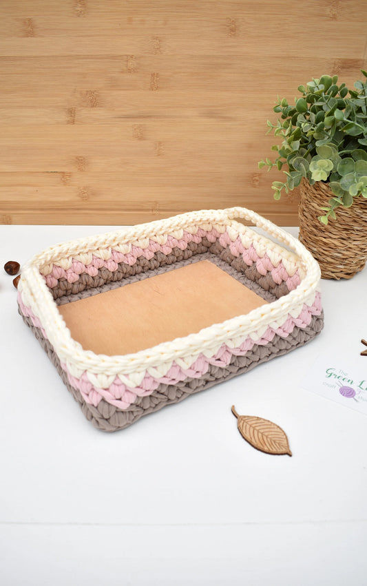 Nursery crochet basket with handles Nappies caddy