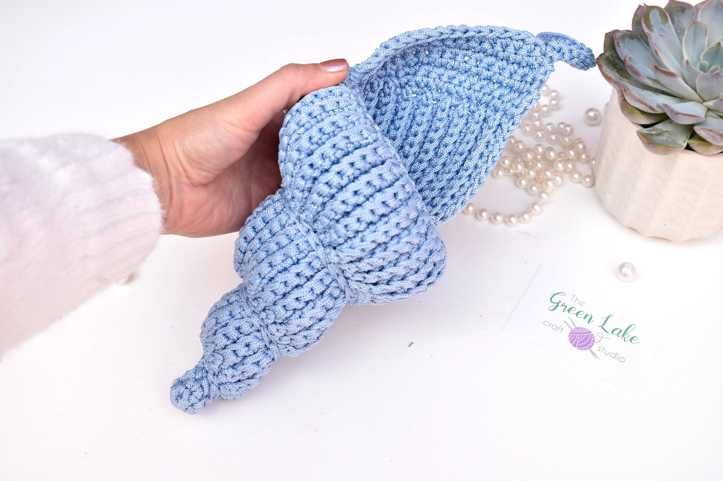 Spiral shell crochet basket