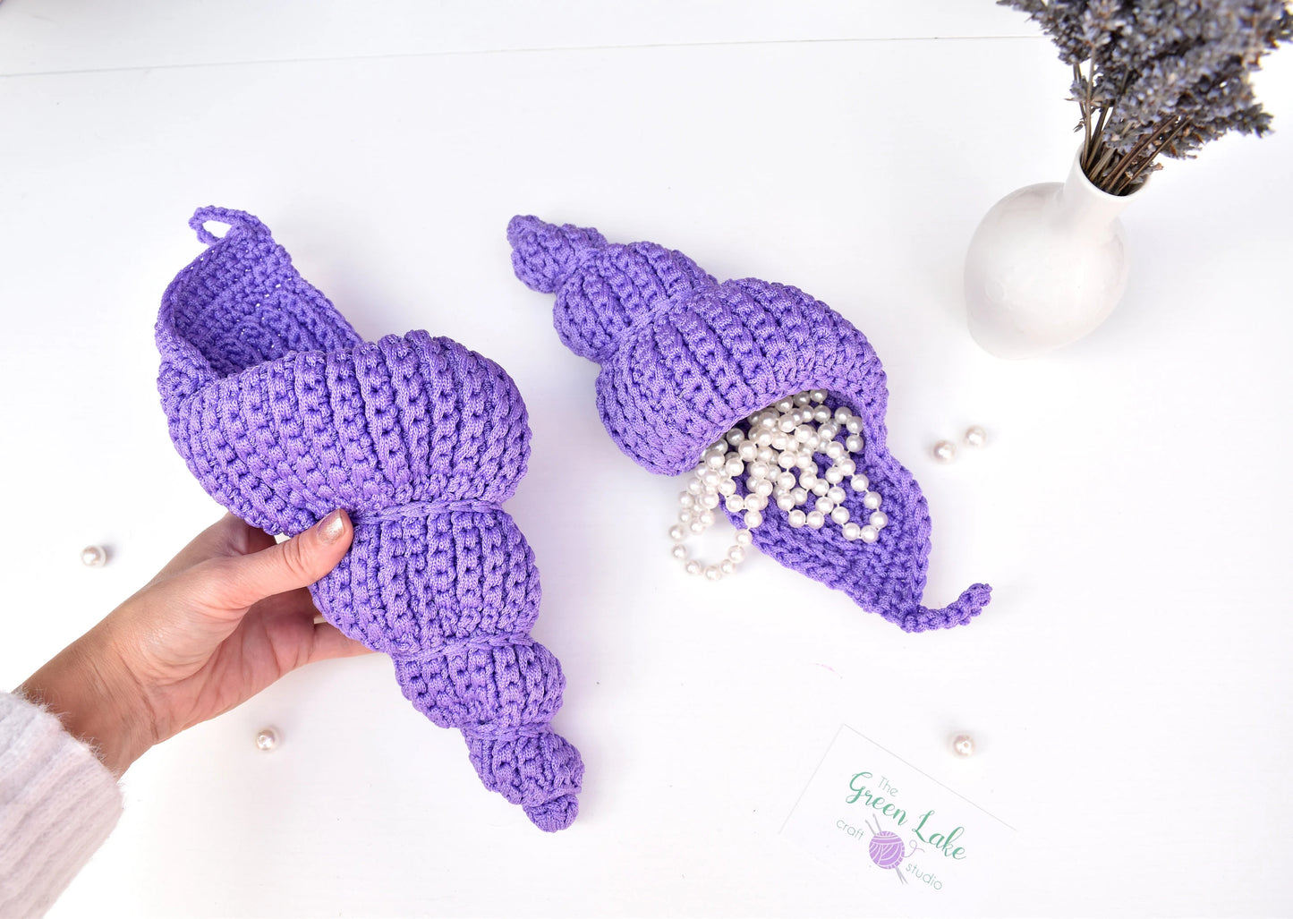 Spiral shell crochet basket