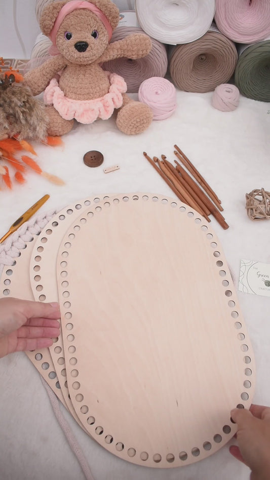 Large 40x25cm oval wooden base with 10mm holes for crochet, coiled or Macrame basket
