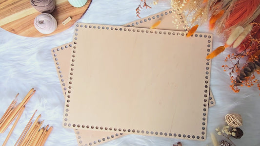 Large 40x30cm rectangular wooden base with 8mm holes or 10mm holes for crochet, coiled or Macrame basket