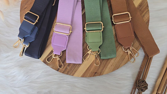 Plain colour bag straps with golden hardware
