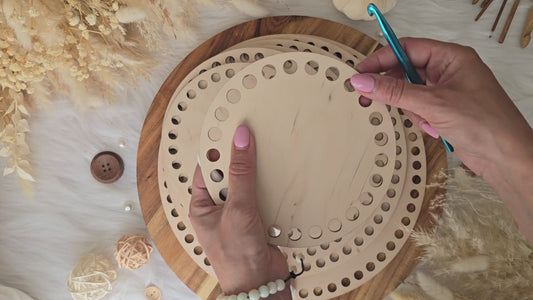 Circular wooden bases with 10mm holes for crochet, coiled or Macrame basket
