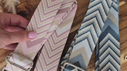 Bag straps with silver hardware