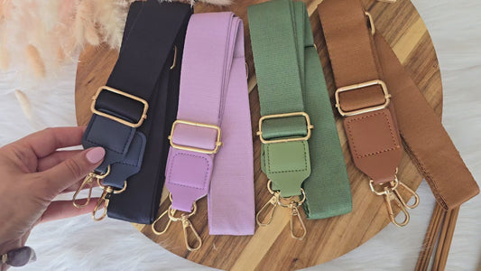 Plain colour bag straps with golden hardware