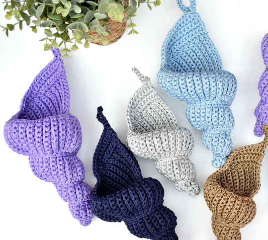 Spiral shell crochet basket