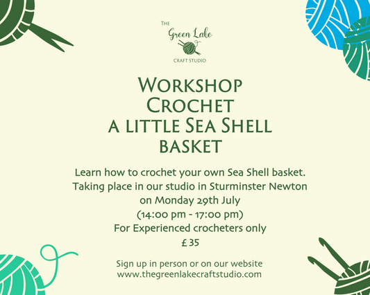 Crochet Sea shell basket workshop Tusday 29th 2pm-5pm