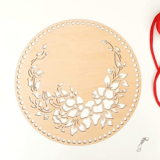 Wooden Top & Bottom Floral Wreath  Design